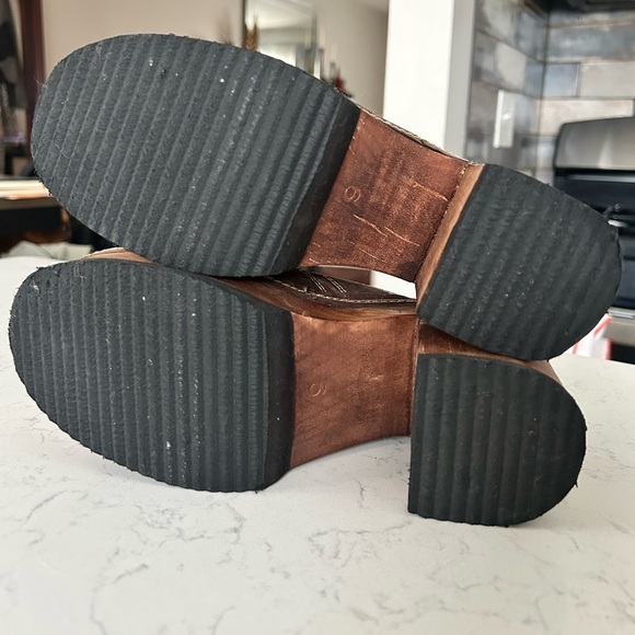 Vintage Y2K Candie’s Leather Platform Chunky Wooden Heel Sandals - Picture 7 of 13